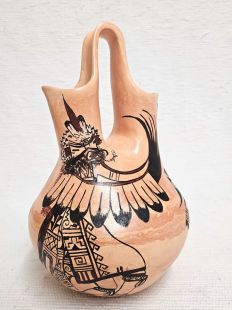 Native American Hopi Handbuilt and Handpainted Wedding Vase with Eagles
