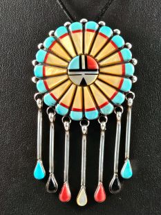 Native American Zuni Made Sunface Pin/Pendant--Vintage