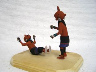 Native American Hopi Carved Mudhead Katsina Dolls--Knocked Out