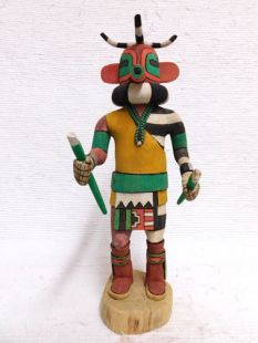 Native American Hopi Carved Turquoise Nose Plug Man Warrior Katsina Doll