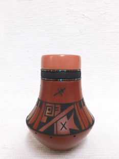 Native American San Ildefonso Handbuilt Pot with Beaded Neck