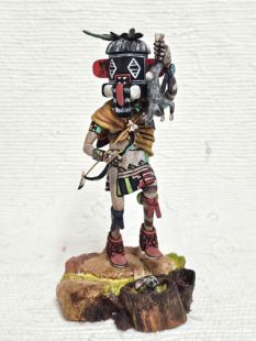 Native American Hopi Carved Left Handed Hunter Kachina Doll (Katsina Doll)