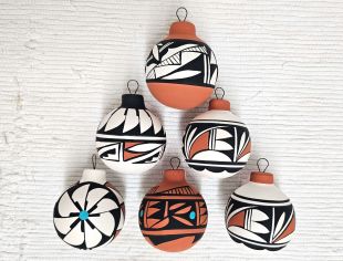 Native American Acoma Made Ceramic Christmas Ball Ornaments
