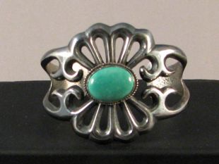 Native American Navajo Made Sand Cast Cuff Bracelet with Turquoise