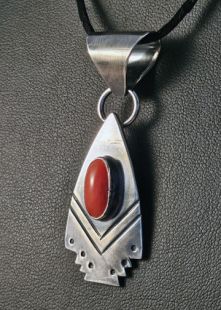 Native American Navajo Made Pendant with Coral