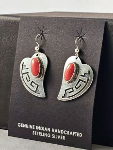 Native American Navajo Made Earrings with Coral