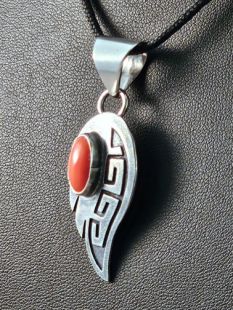 Native American Navajo Made Pendant with Coral