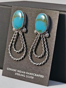 Native American Navajo Made Earrings with Turquoise 