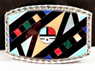 Native American Zuni Made Buckle with Sunface--Vintage