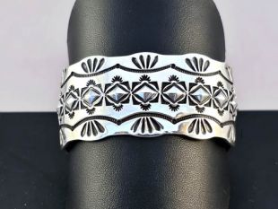 Native American Navajo Made Sterling Silver and Copper Cuff Bracelet