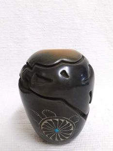 Native American Santa Clara Handbuilt and Handetched Pot with Water Serpent