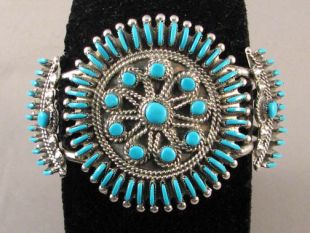 Native American Zuni Made Cuff Bracelet with Turquoise