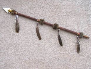 Native American Made Spear with Stone or Obsidian Tip