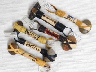 Native American Made Woodburned Stone Tomahawk