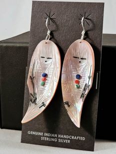 Zuni Carved Corn Maiden Earrings