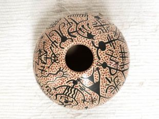 Mata Ortiz Handbuilt and Handpainted Pot with Pictographs