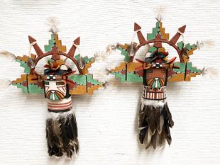 Old Style Hopi Carved Shalako Taka and Shalako Mana Traditional Katsina Dolls