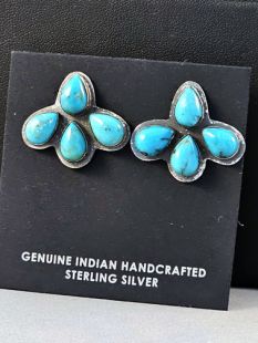 Native American Navajo Made Earrings with Turquoise 