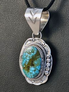 Native American Navajo Made Pendant with Turquoise