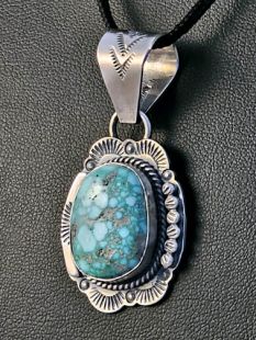 Native American Navajo Made Pendant with Turquoise