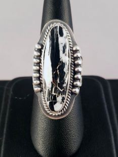 Native American Navajo Made Ring with White Buffalo Turquoise
