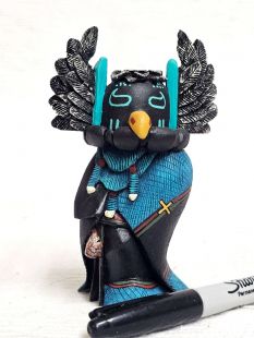 Native American Hopi Carved Crow Man Warrior Kachina Doll (Katsina Doll)