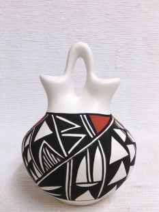 Native American Acoma Handpainted Wedding Vase--Squat