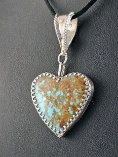 Native American Zuni Made Pendant with Turquoise 