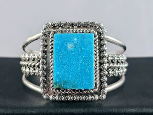 Native American Zuni/Navajo Made Cuff Bracelet with Turquoise