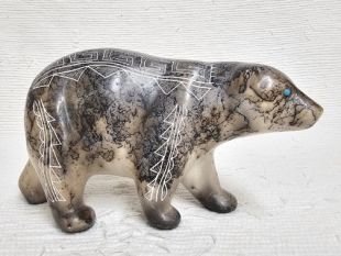 Native American Made Ceramic Horsehair Walking Bear