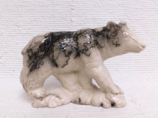 Native American Made Ceramic Horsehair Realistic Bear