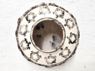 Native American Navajo Made Ceramic Horsehair Burled Pot with Turtles