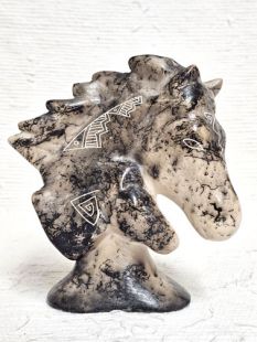 Native American Made Ceramic Horsehair Mare and Foal