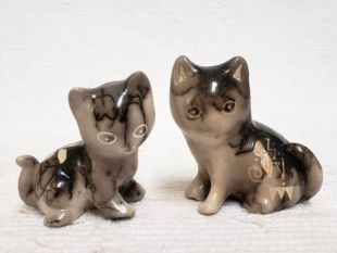 Native American Made Ceramic Horsehair Kittens--Pair