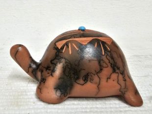 Native American Made Ceramic Horsehair Turtles - Small