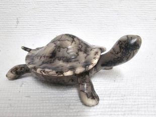 Native American Made Ceramic Horsehair Turtle Lidded Box