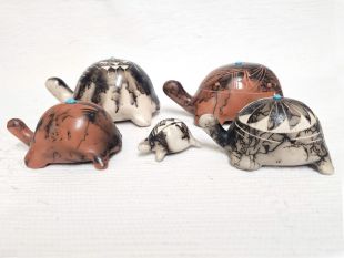 Native American Made Ceramic Horsehair Turtles