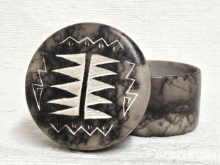 Native American Made Ceramic Horsehair Large Round Jewelry Box