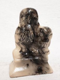 Native American Made Ceramic Horsehair Owl Pair