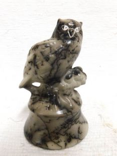 Native American Made Ceramic Horsehair Great Horned Owl
