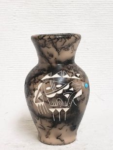Native American Made Ceramic Horsehair Vase