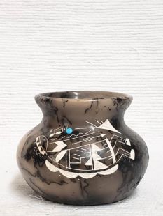 Native American Made Ceramic Horsehair Bowl