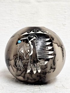 Native American Made Ceramic Horsehair Pot 