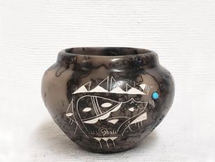 Native American Made Ceramic Horsehair Bowl