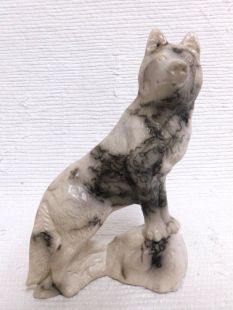 Native Americanc Made Ceramic Horsehair Howling Wolf 