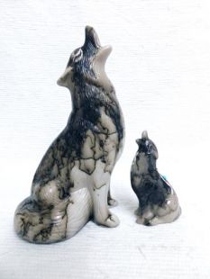 Native American Made Ceramic Horsehair Realistic Coyote