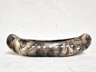 Native American Made Ceramic Horsehair Canoe