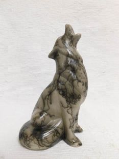 Native American Made Ceramic Horsehair Realistic Coyote - Large