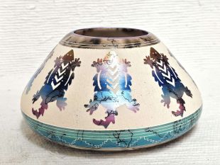 Native American Navajo Fine Etched Horsehair Pot with Horned Toads