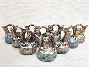 Native American Made Navajo Fine Etched Horsehair Wedding Vases